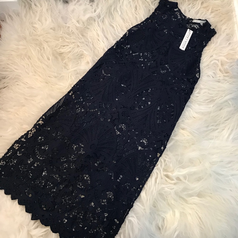 Alice + Olivia Lace Midi Dress
